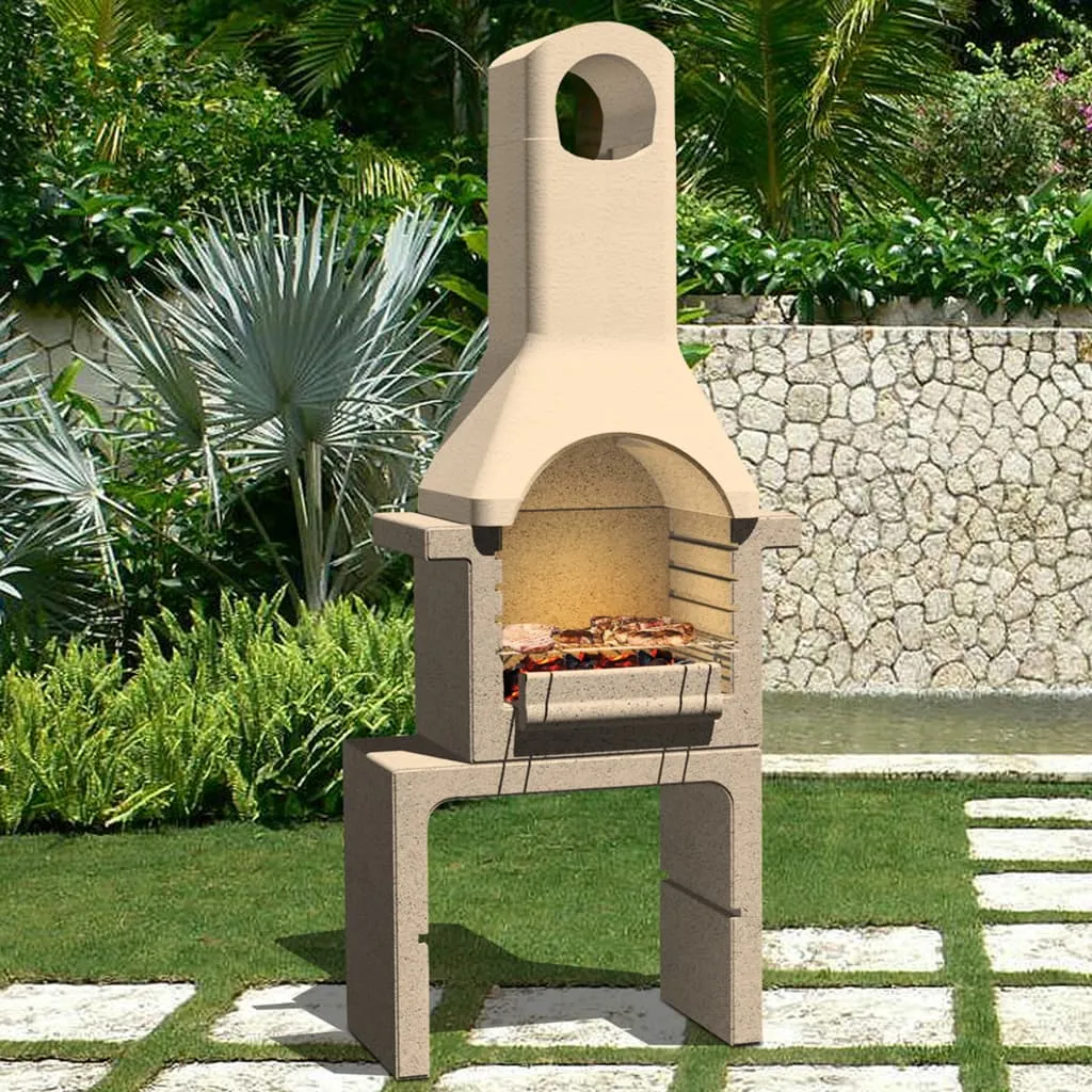 Hochwertige Holzkohle-Grillkamin aus Beton mit Rauchabzug, 1pallet 45646